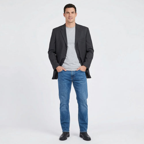Calvin Klein Men 44 R Jacket Navy Striped Single Breasted 100% Wool Blazer