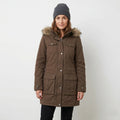 S.Oliver Woman M Jacket Khaki Padded Hood Vintage Cotton Pockets Full Zipper  Top