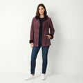 BETH TERRELL Women M Jacket Purple Leather Suede Faux Fur Trim Single Breasted Top