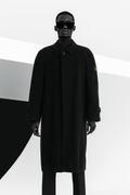 Stone Island Men L Coat Black Vintage  Long Single Breasted Cashmere Top
