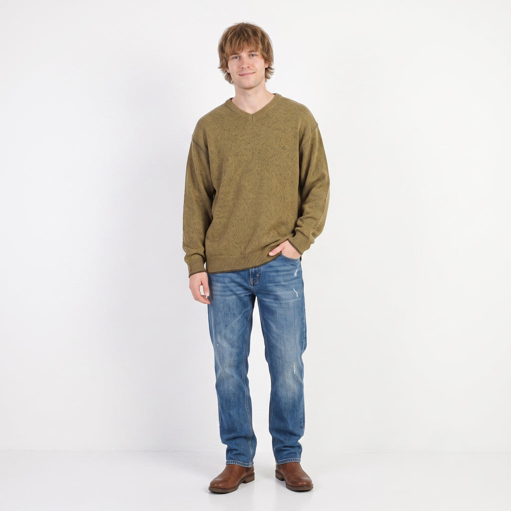 Camel Active Men L Jumper Mustard Cotton Knitwear Classic Logo Sweater