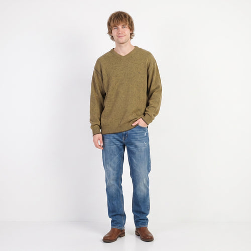 Camel Active Men L Jumper Mustard Cotton Knitwear Classic Logo Sweater