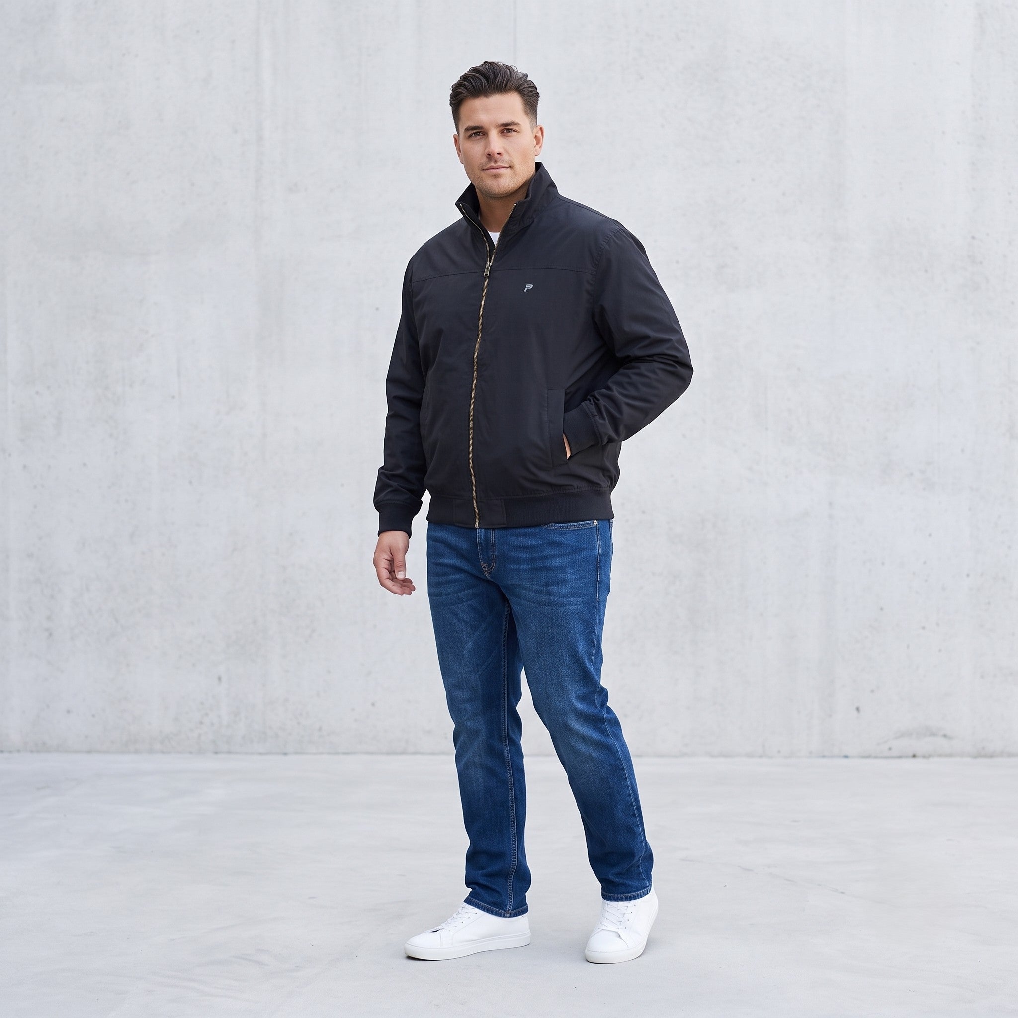 Peak Performance Men XL Jacket Black Bomber Nylon Waterproof Full Zipper Casual Top