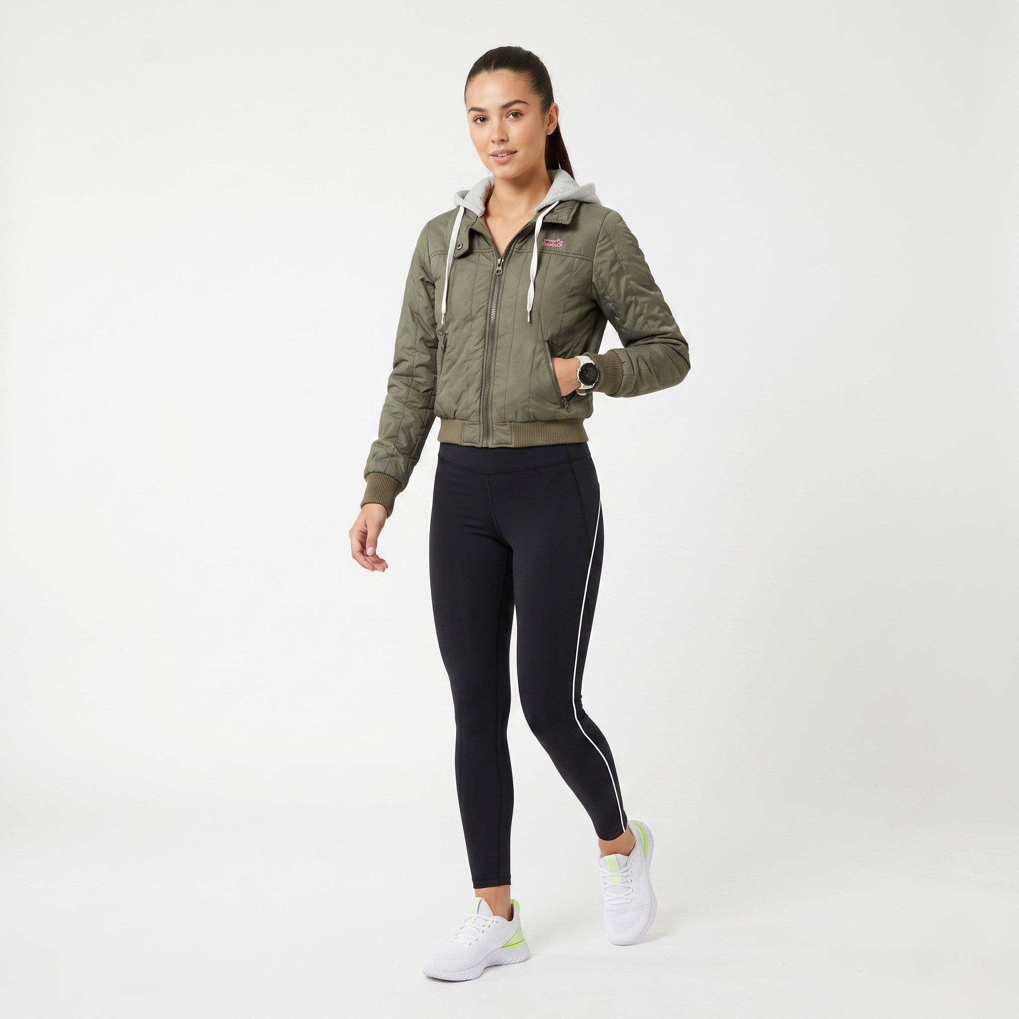 Levi's Red Lab Women S Jacket Green Hooded Full Zipper Lightweight Top