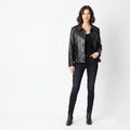 Marc Aurel Womens 38 S Jacket Black Shiny Full Zipper Biker Lightweight Classic Top