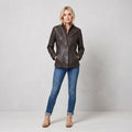 Simon B Collection Women 48 M Jacket Brown Soft Leather Zip Up Biker Vintage Top