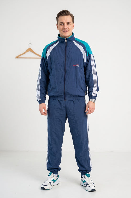 Autentic Sport Men XXL Jacket Retro 90s Blue Tennis Sportswear Active Track Top