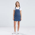 TU Women 10 S Denim Dress Navy Cotton Striped Mini Dungaree Sport