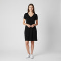 ESCADA Sport Women M Dress Black Viscose Cotton Blend Midi Flounces
