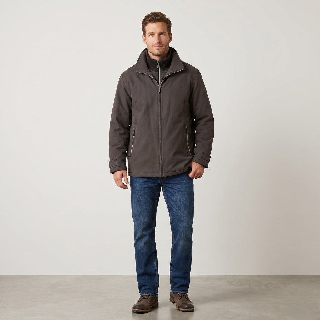Paul R.Smith Men 27 XL Jacket Charcoal Harrington Full Double Zipper Padded Top
