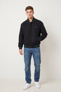 Paul & Shark Men L Bomber Jacket Black Vintage Wool Yachting Full Zipper Casual Top