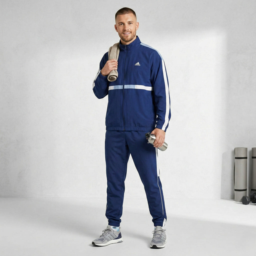 Adidas Men 52 L Jacket Blue Vintage Bomber Full Zipper Active Tennis Top