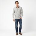 Diesel Men L Casual Shirt Gray Check Cotton Pockets Snap Long Sleeve Slim Top