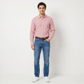 Mavi Men XL Casual Shirt Cotton  Slim White Red Denim Wear Long Sleeve Top