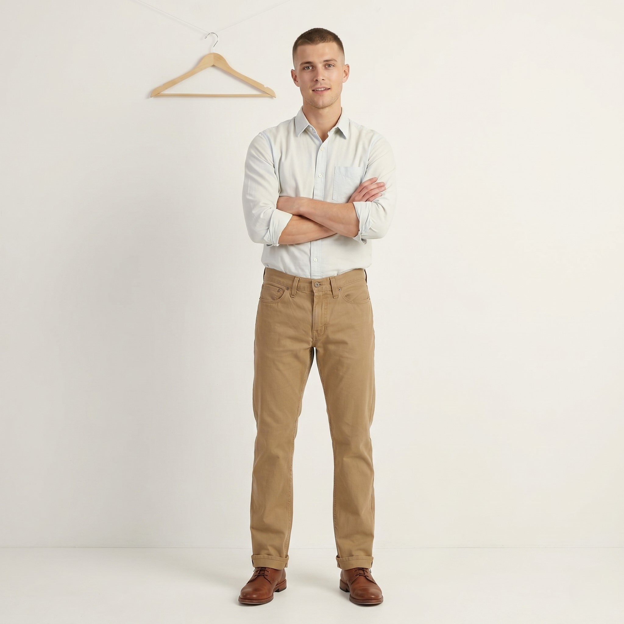 Polo Ralph Lauren Men 30 Trousers Brown Cotton Plain Vintage Straight Leg Pants