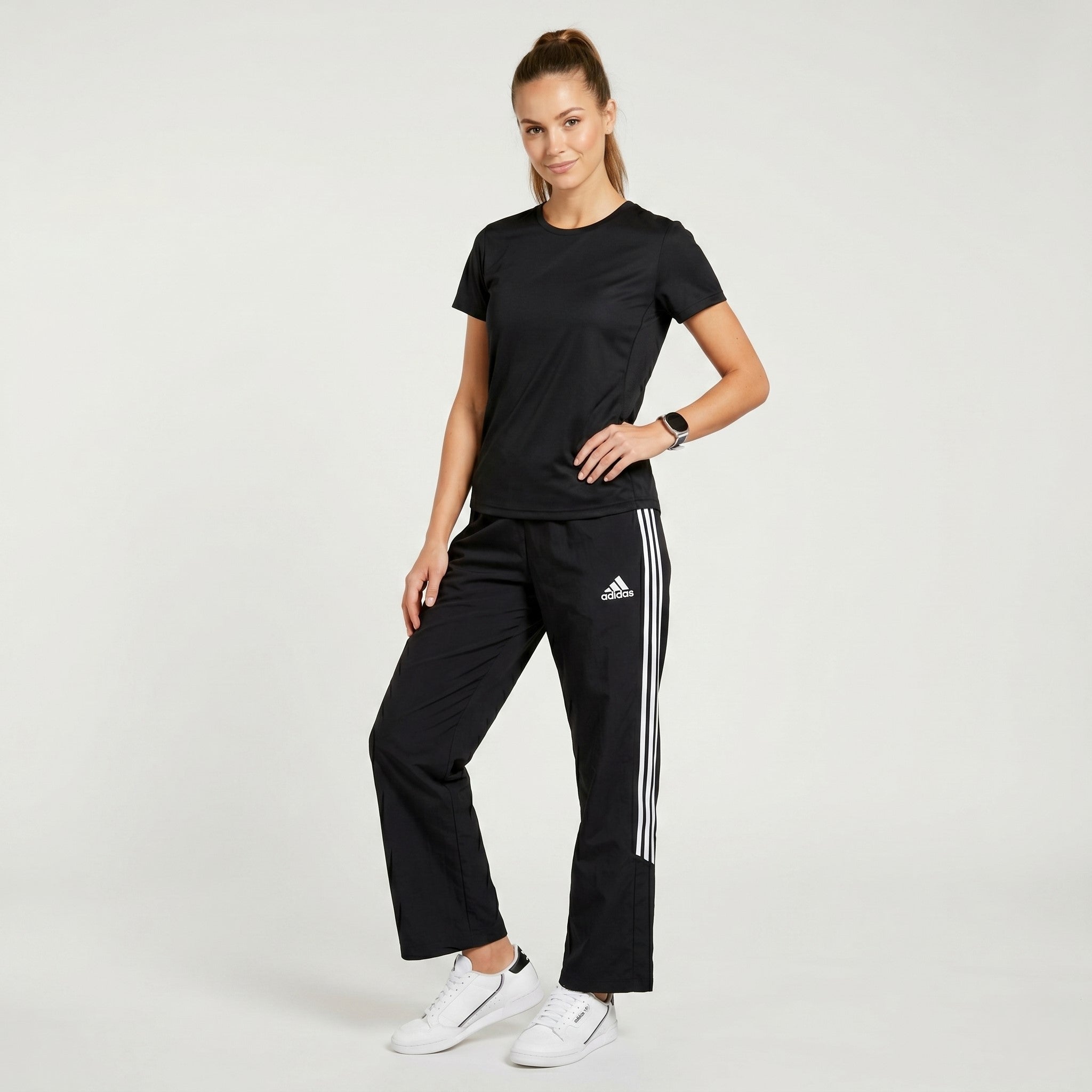 Adidas Women 12 M Sweatpants Black Vintage Sportswear Straight Run Pants