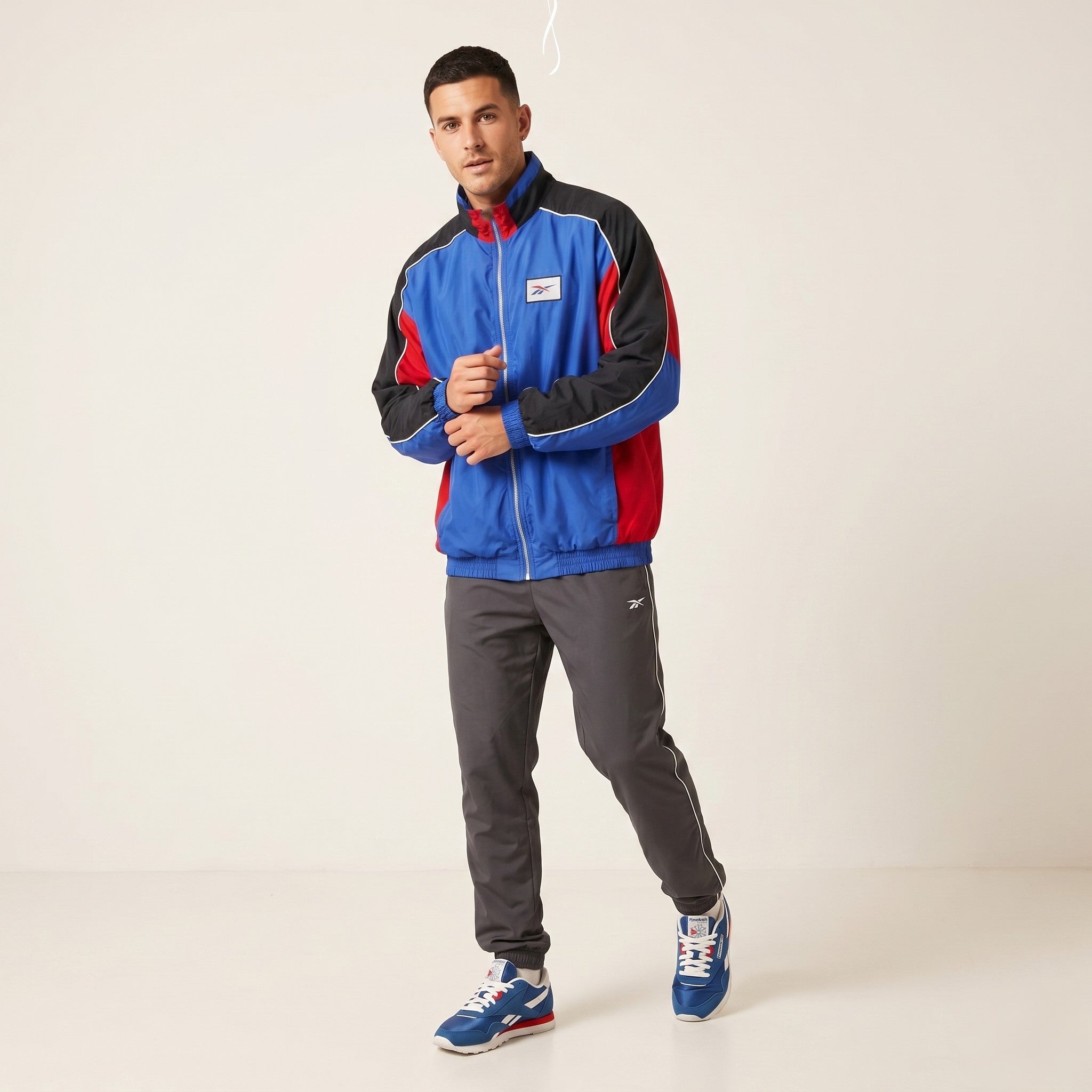Reebok Men XL Jacket Blue Vintage Lightweight Mesh Lined Sport Department Top