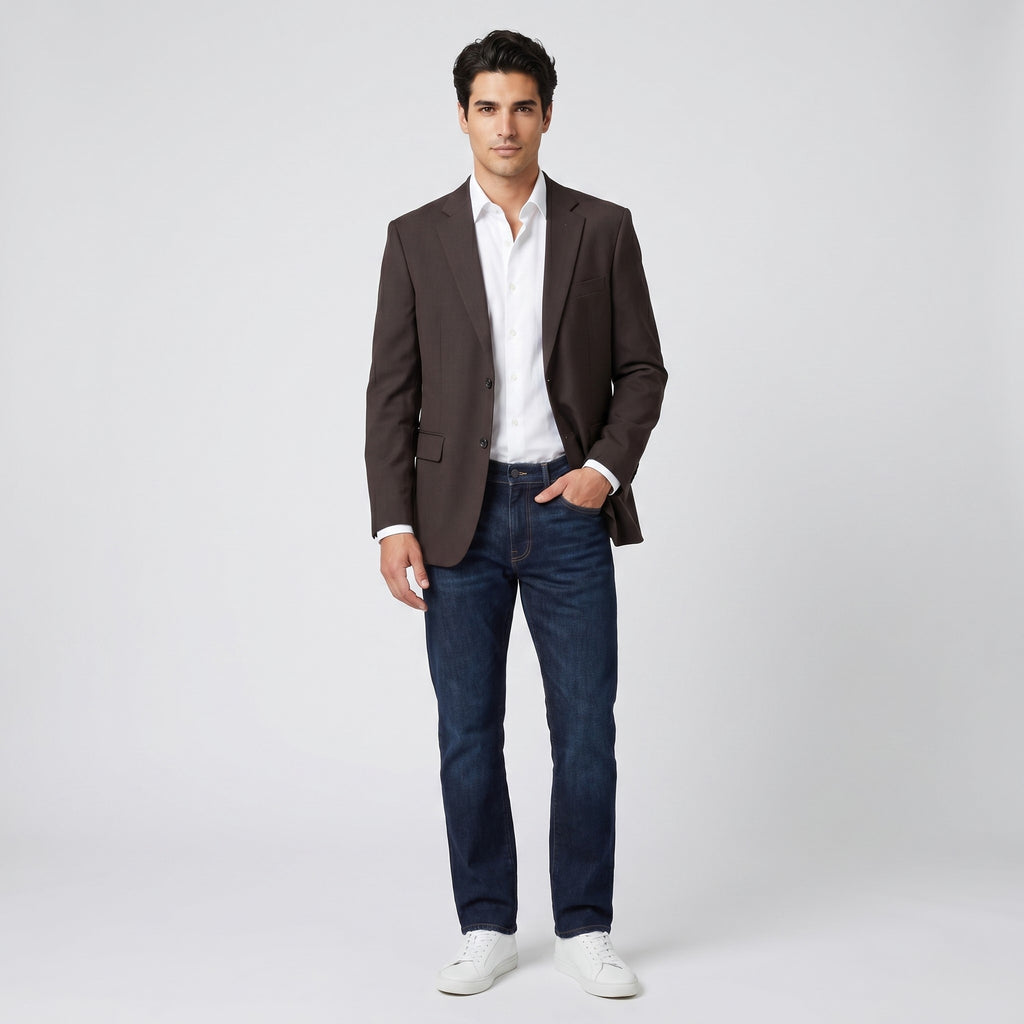Studio Milano Men 50 42 Blazer Brown Striped Shoulder Pads Jacket