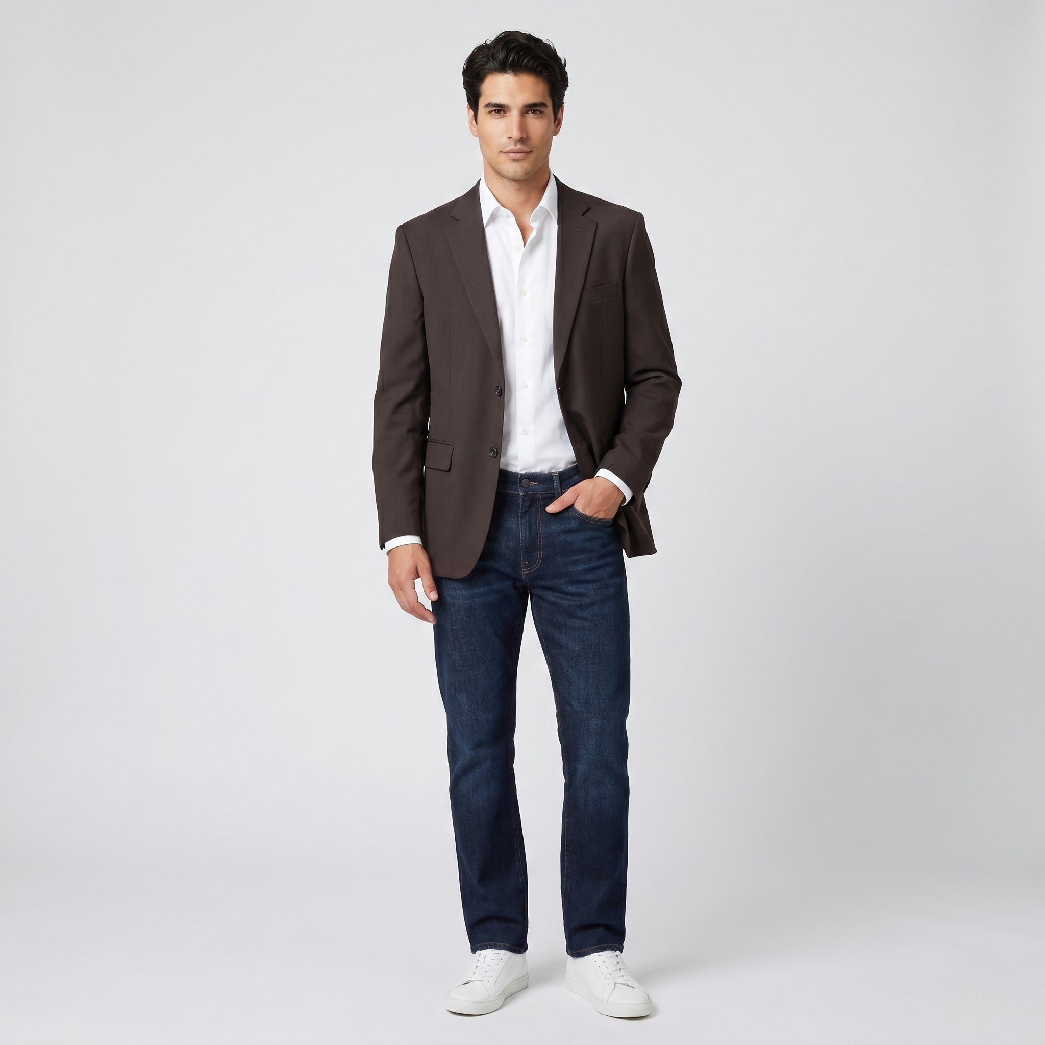 Studio Milano Men 50 42 Blazer Brown Striped Shoulder Pads Jacket