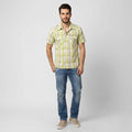 Duck and Cover Men XL (M) Casual Shirt Green Check Cotton Pockets Short Sleeve Top