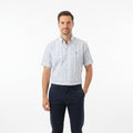 Lacoste Men 46 XL Casual Shirt Checkered Blue Short Sleeve Classic Collar Cotton Top