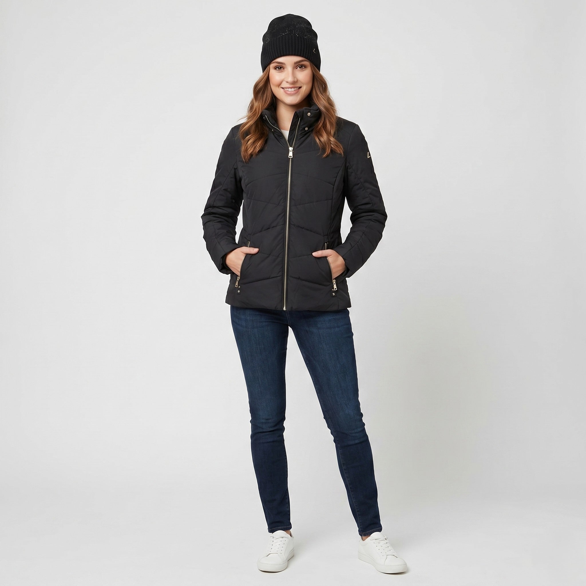 Luhta Woman 40 L Jacket Black Ski Padded Full Zipper Outdoor Pockets Vintage Top