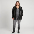 Park Lane Women 14 40 Jacket Black Leather Vintage Snake Shiny Shoulder Pads Top