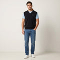 Lacoste Men 9 XXL Sweater Vest Black Pure Wool Stretch Casual Top