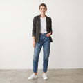 Armani Collezioni Women 48 L Blazer Green Cropped Cotton Shoulder Pads Italy Jacket