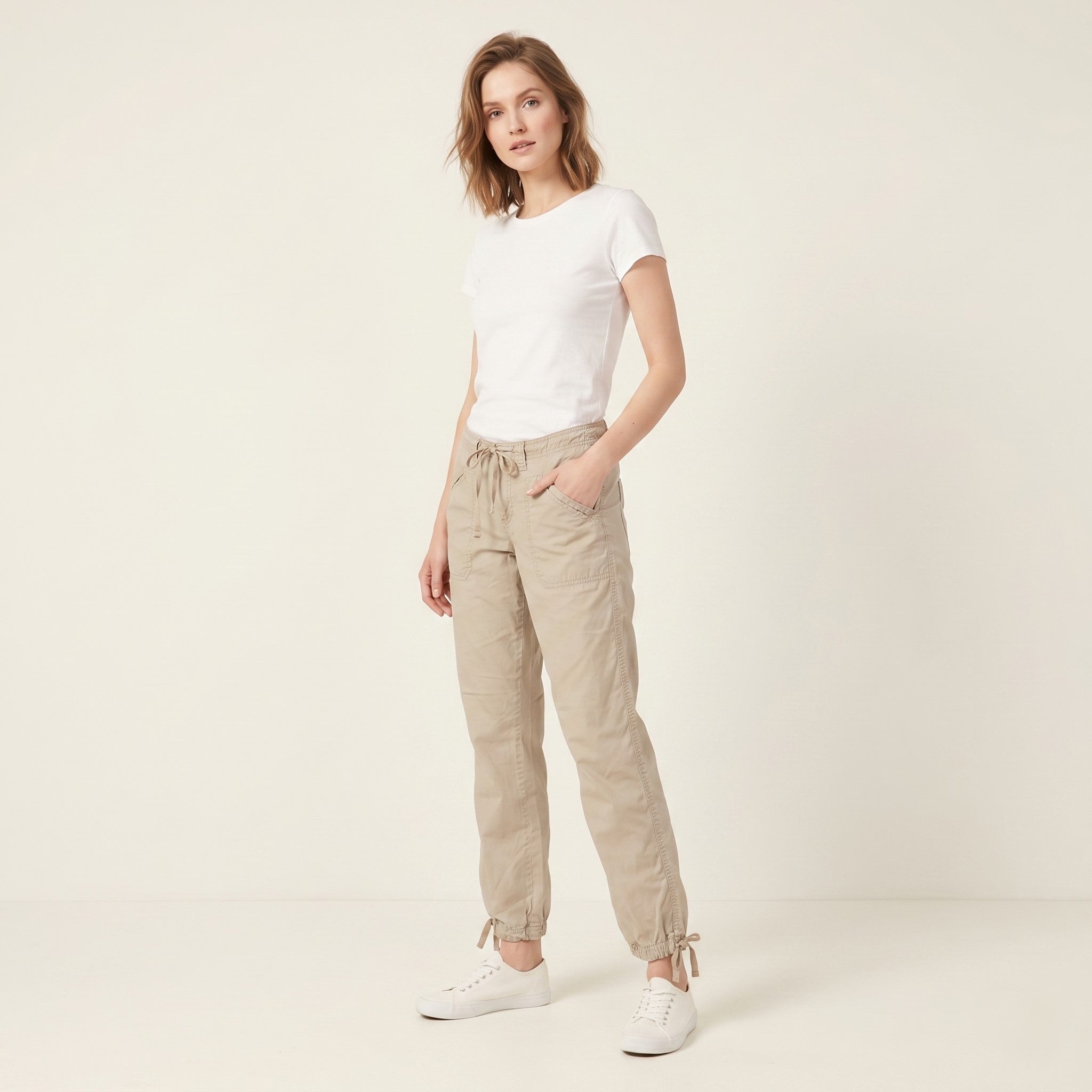 Calvin Klein Jeans Women 6 S Trousers Beige Cotton Militias Classic Pants