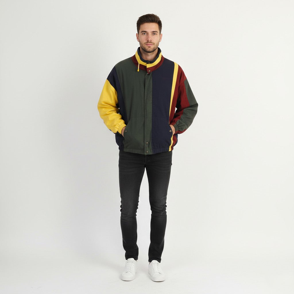 Stratojac Men XL Jacket Vintage 90s Navy Bomber Full Zipper Classic Retro Top