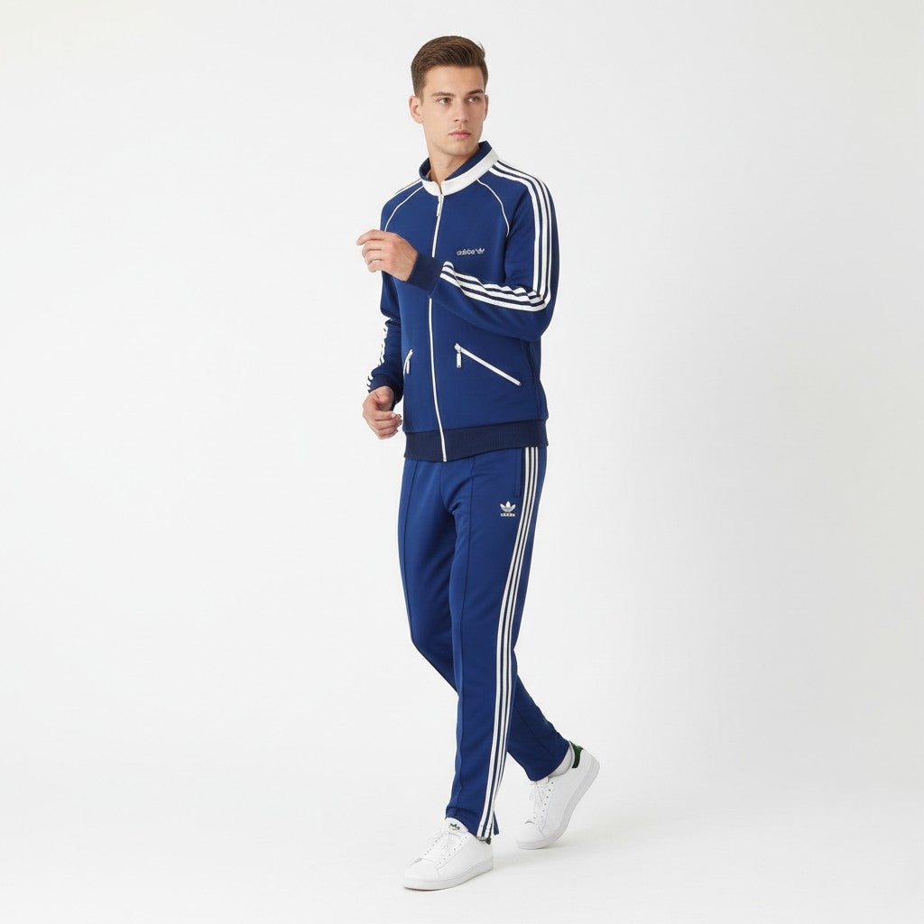 Adidas Real Vintage 70s Beckenbauer Men 52 L Track Jacket Navy Tracksuit Finland Top