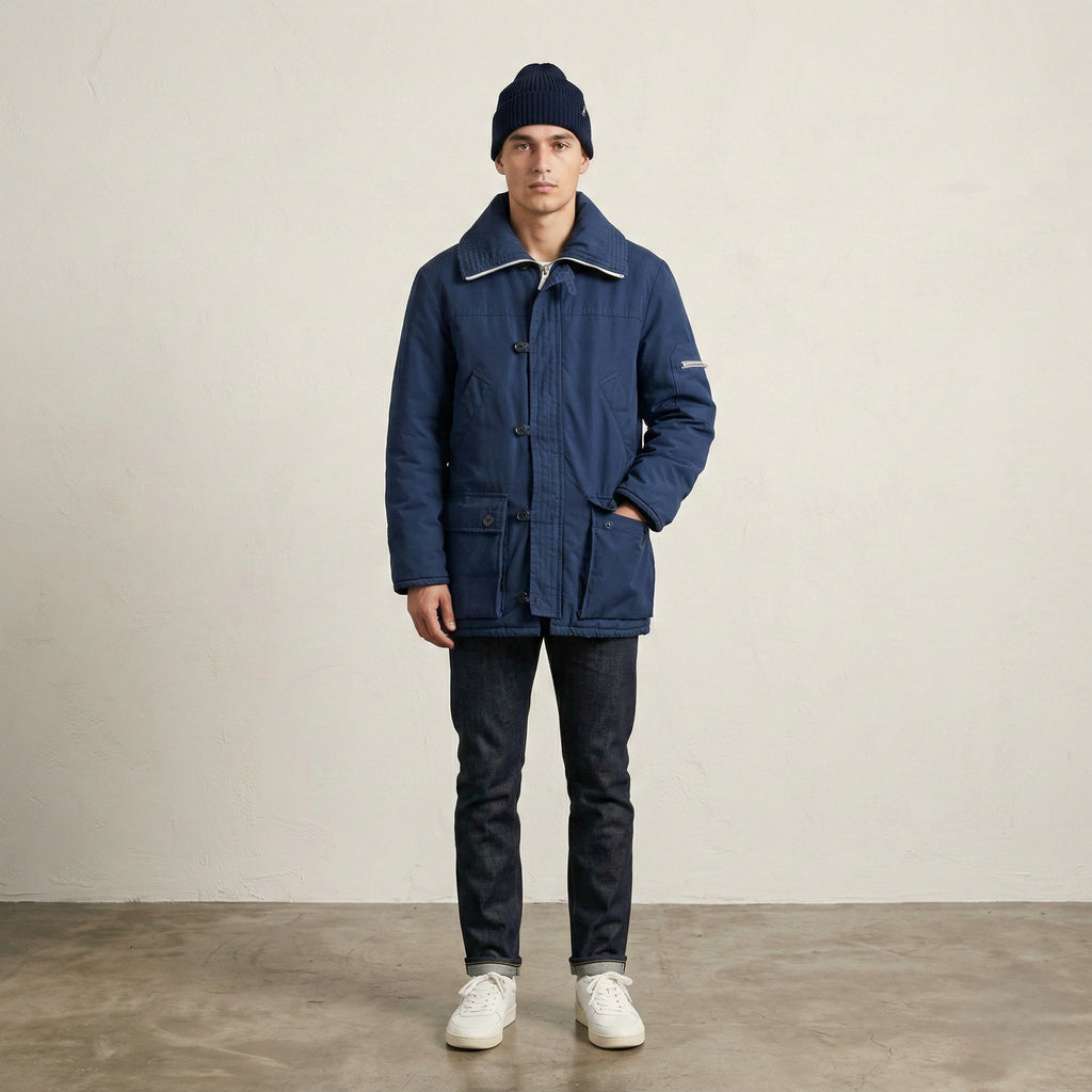 Mammut Men 46 M Jacket Vintage Navy Blue Parka Nylon Weathercoat Unisex