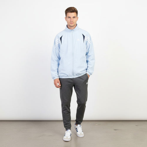 Adidas Men M Jacket Light Blue Sportswear Vtg Full Zipper Pockets Vintage 3 Stripes Outwear Top