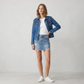 YGCC Women 10 36 S Denim Jacket Blue Jeans Cotton Detailed Boho Top