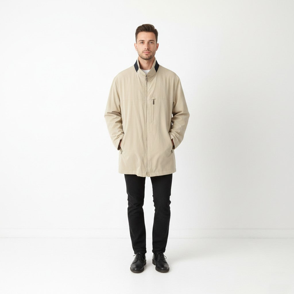 Pierre Cardin Men 58 XXL Jacket Beige Casual Lightweight Zip Up Funkcional Top