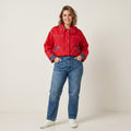 Soda Pop Jeans Wear Women 42 XL Jacket Red Nylon Zip Up Hooded Vintage 90's