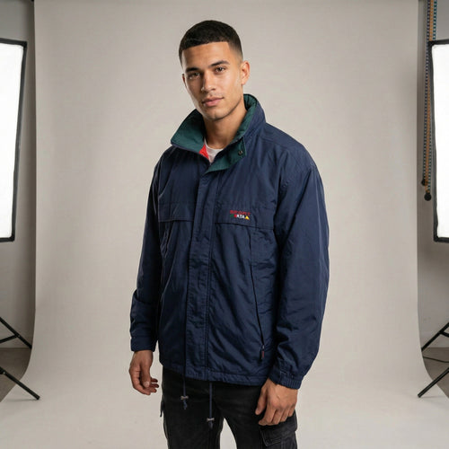 CBC Sport Men L Jacket Navy Hood American Classics Nylon Waterprooof Vintage Top
