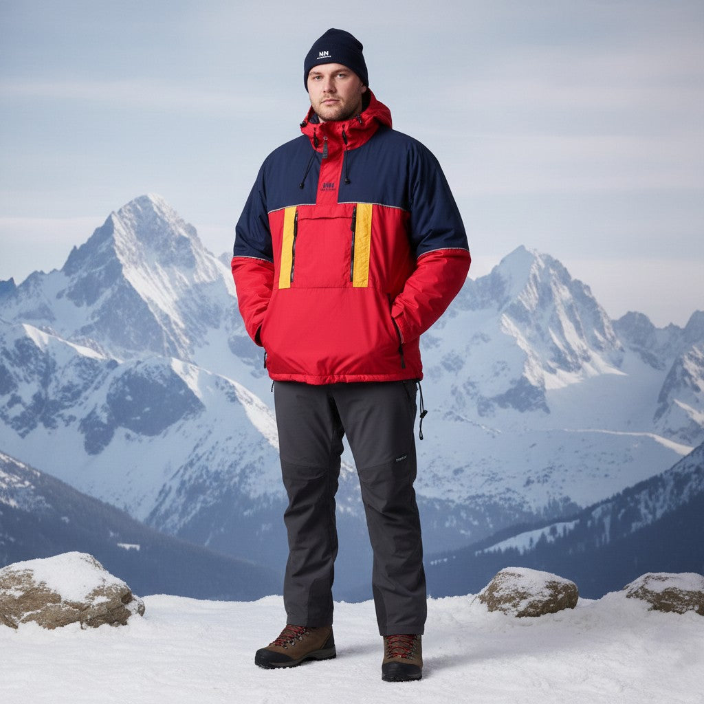 Helly Hansen Men L 54 56 Lightweight Jacket Red Navy Hooded Outdoor Vintage Top