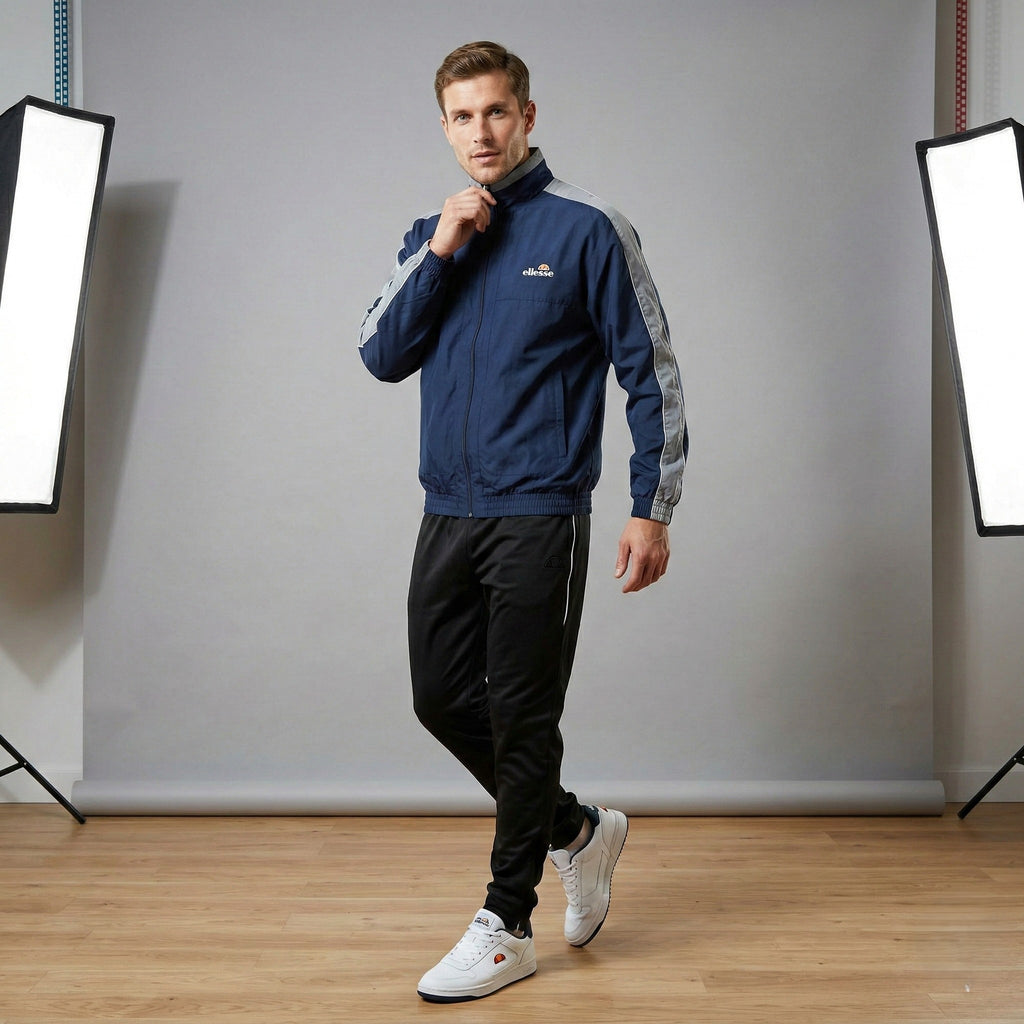 Ellesse Men M Jacket Navy Sportswear Full Zip Vintage Bomber track Top