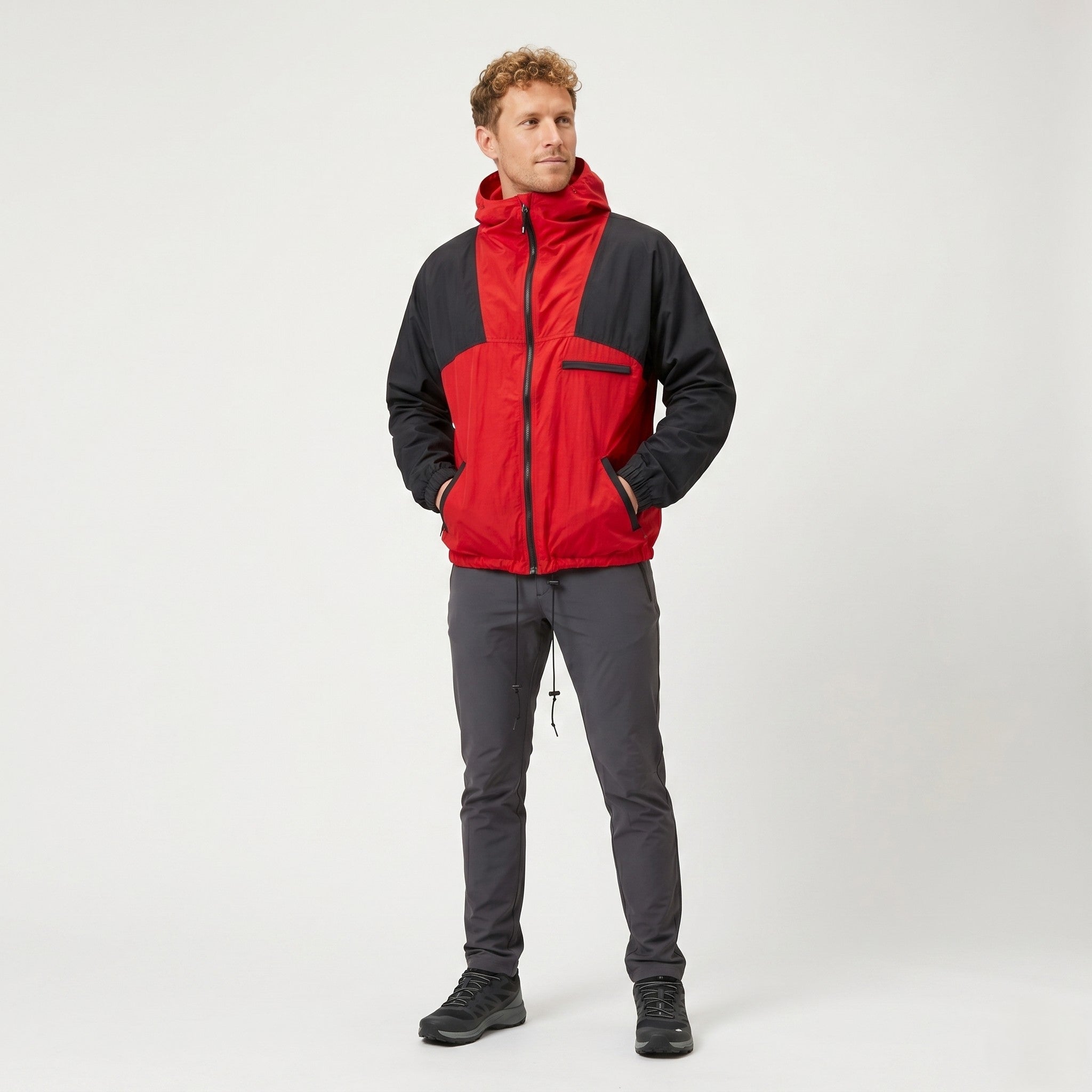 Marlboro Adventure Team Men L Jacket Nylon Red Black Vintage '90 Zip Up Top