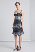 Ashwi Women S Mini Dress Bandeau Skater Grey Flower Print Wedding