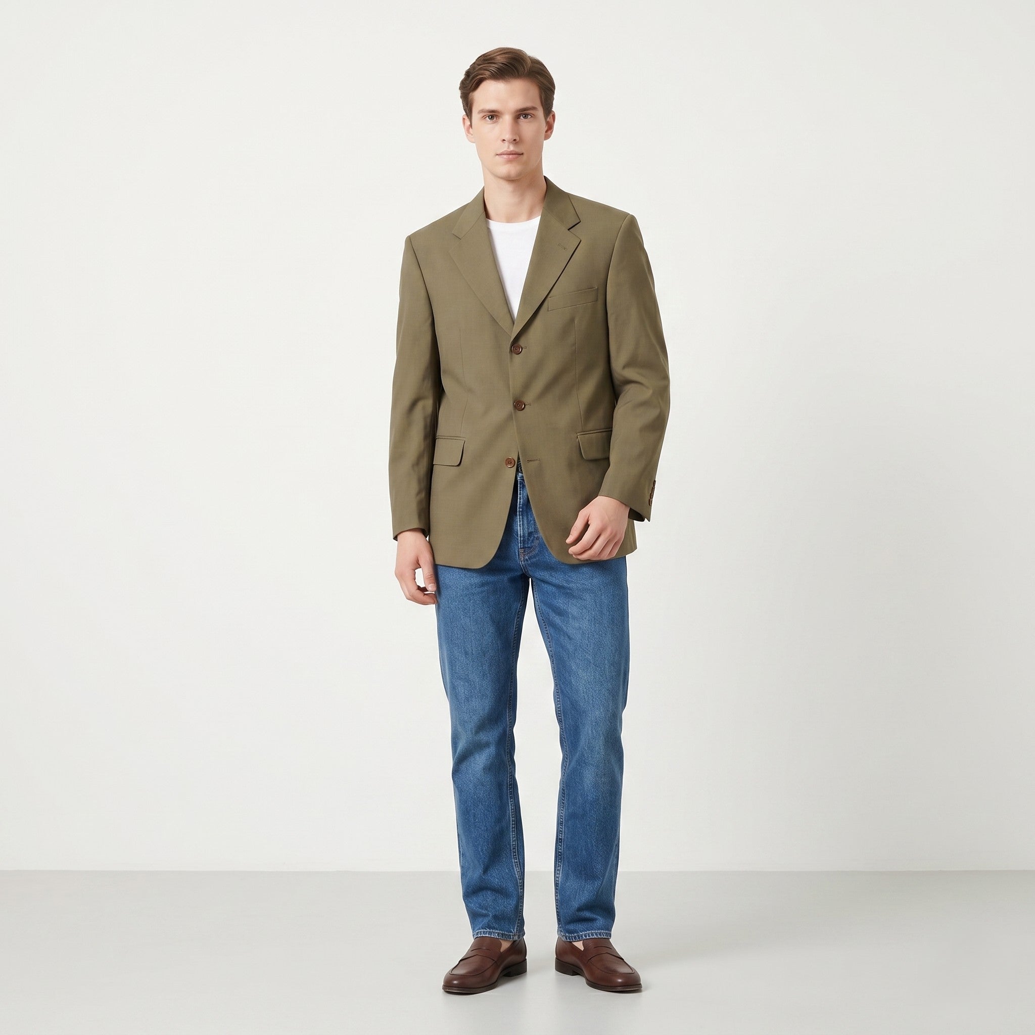 Hugo Boss Men 54 44 Blazer Green Cupro Cotton Single Breasted Classic Vintage Jacket