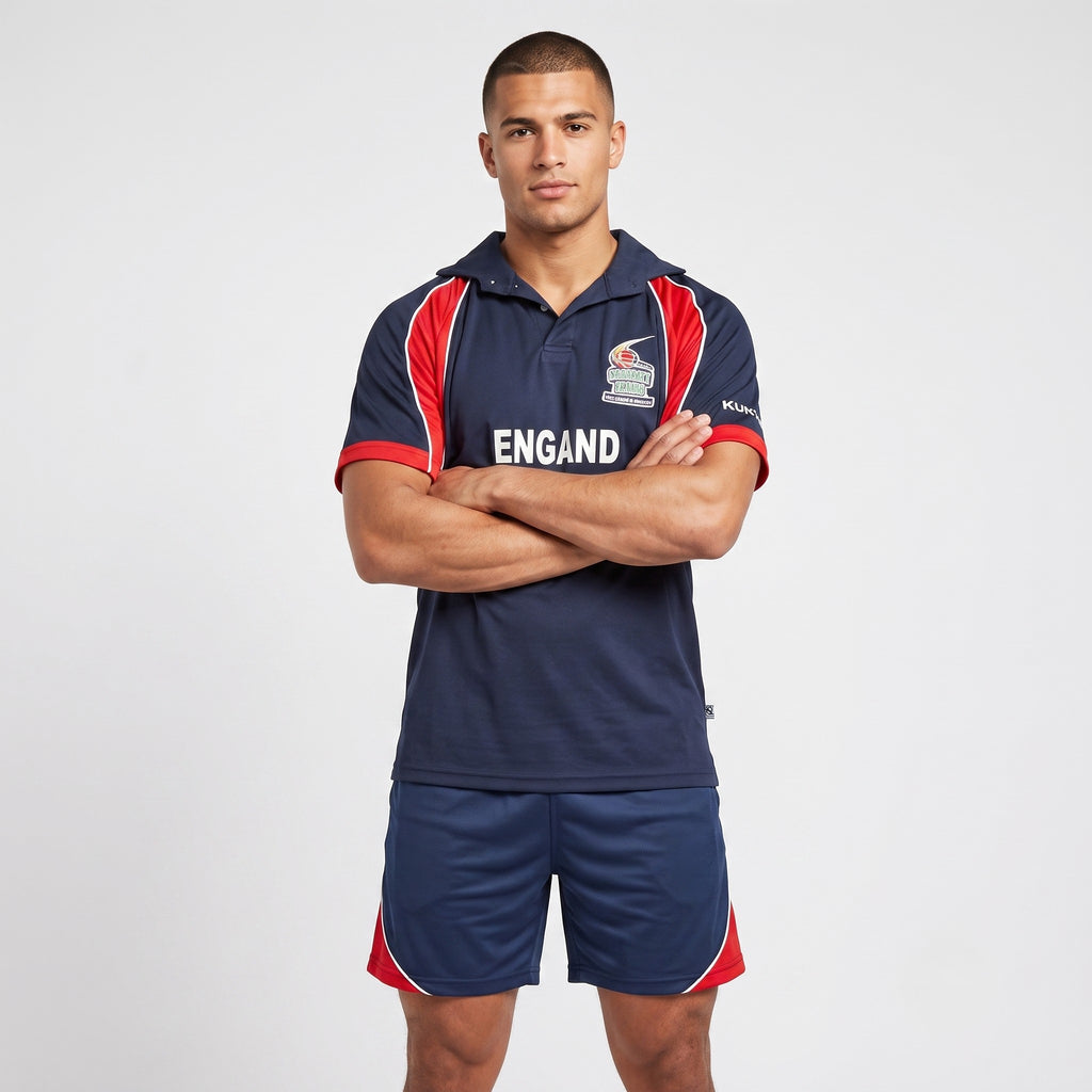 New Kukri Men XL Polo Shirt Navy England Cricket Sixes Hong Kong Jersey Top