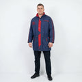 Umbro Mens 2XL Jacket Navy Vintage Nylon Waterproof Oldschool Parka Hidden Hood