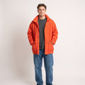 Schoffel Men L Jacket Orange Outdoor Lightweight Hidden Hood Full Zipper  Vintage Top