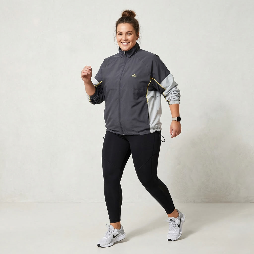 Adidas Women 20 XL Jacket Grey Vintage Activewear Full Zip Sport Track Top