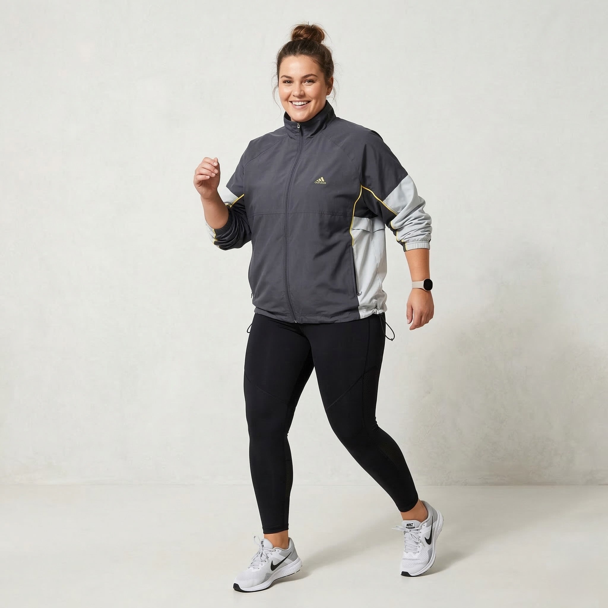 Adidas Women 20 XL Jacket Grey Vintage Activewear Full Zip Sport Track Top