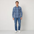 Napapijri Men M Casual Shirt Blue Check Cotton Slim Fit Expedition Long Sleeve Top