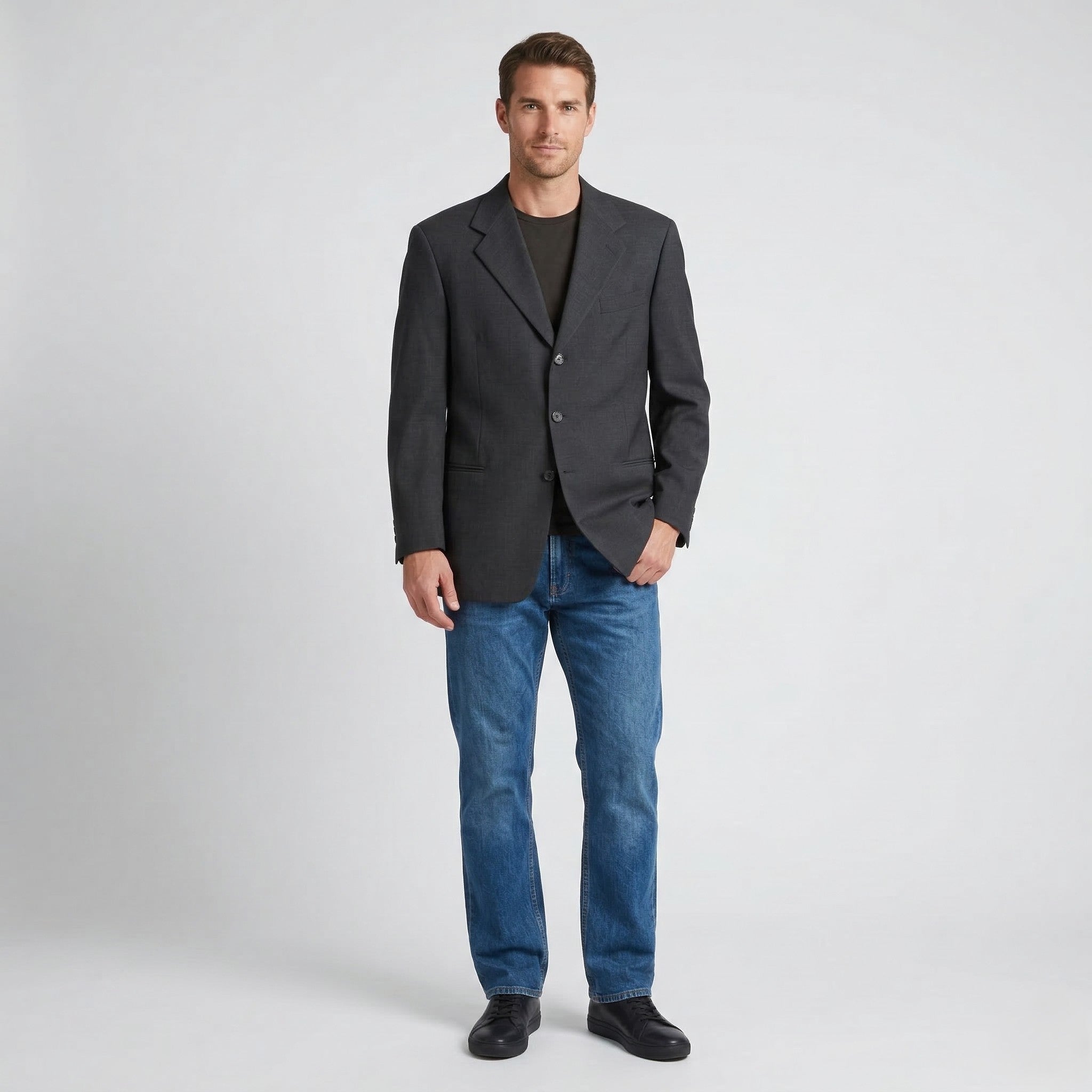 Emporio Armani Men 54 44 Blazer Charcoal Vintage Single Breasted Made in Italy Jacket